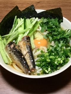 雑な男料理:魚缶詰の冷やしうどん!!-レシピのメイン写真