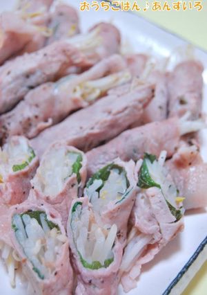 レンジで簡単☆もやしと大葉の豚肉巻き-レシピのメイン写真