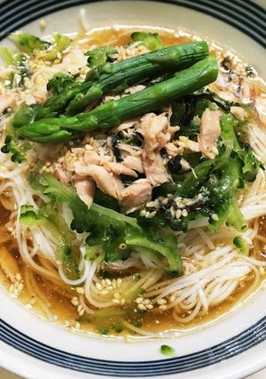 ゴーヤとツナと塩昆布のぶっ掛け素麺-レシピのメイン写真