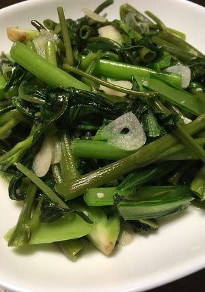 空芯菜と小松菜の炒め物 塩麹入り！-レシピのメイン写真