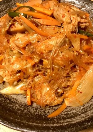 電子レンジでキムチと鶏肉でチャプチェ-レシピのメイン写真