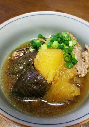 素麺かぼちゃ 豚バラとなすびの炊き合わせ-レシピのメイン写真