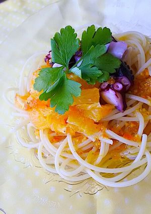 タコとオレンジソースの冷製パスタ-レシピのメイン写真