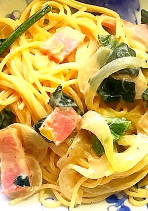 ほうれん草とベーコンの豆乳パスタ-レシピのメイン写真