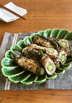 おくらの豚巻き☆黒ごまにんにく醤油ソテー-レシピのメイン写真