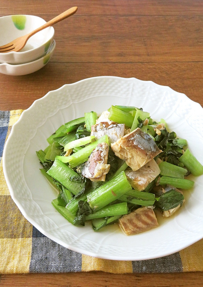 簡単和総菜☆さば缶と小松菜のバター醤油-レシピのメイン写真