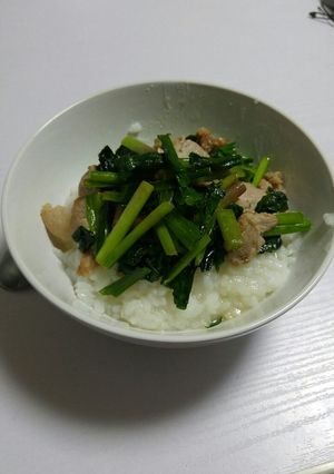 中華粥(行者ニンニクと豚肉の塩炒めのせ)-レシピのメイン写真