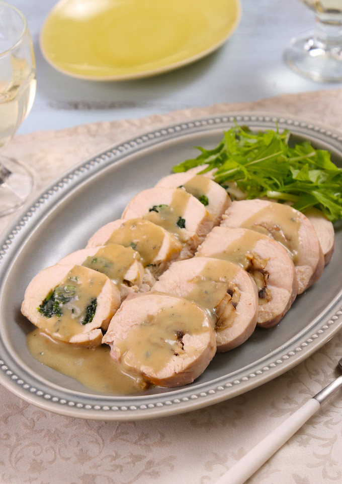 ほうれん草ときのこの鶏肉巻きチーズソース-レシピのメイン写真