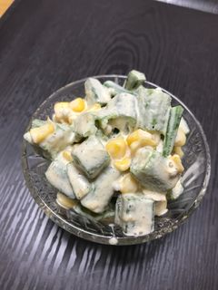 オクラとコーンの胡麻マヨサラダ-レシピのメイン写真