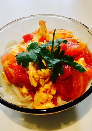 3分！超簡単な中華料理-トマト卵麺/飯-レシピのメイン写真