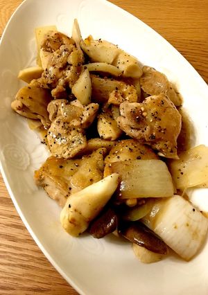 油を使わない！鶏肉玉ねぎエリンギ黒酢あん-レシピのメイン写真