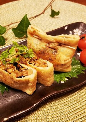 ☆簡単☆梅ひじき納豆の袋焼き-レシピのメイン写真