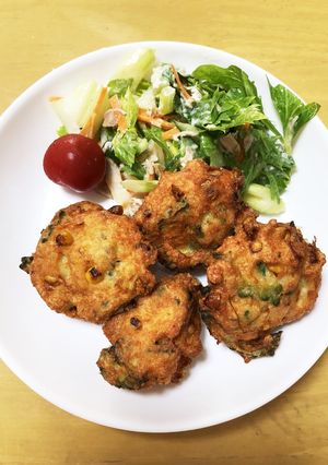 ゴーヤとコーンの鶏つくね揚げ-レシピのメイン写真