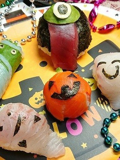 ハロウィンのおばけ寿司-レシピのメイン写真