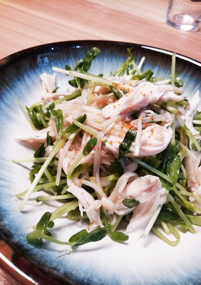 ささみとえのきと豆苗の和え物-レシピのメイン写真