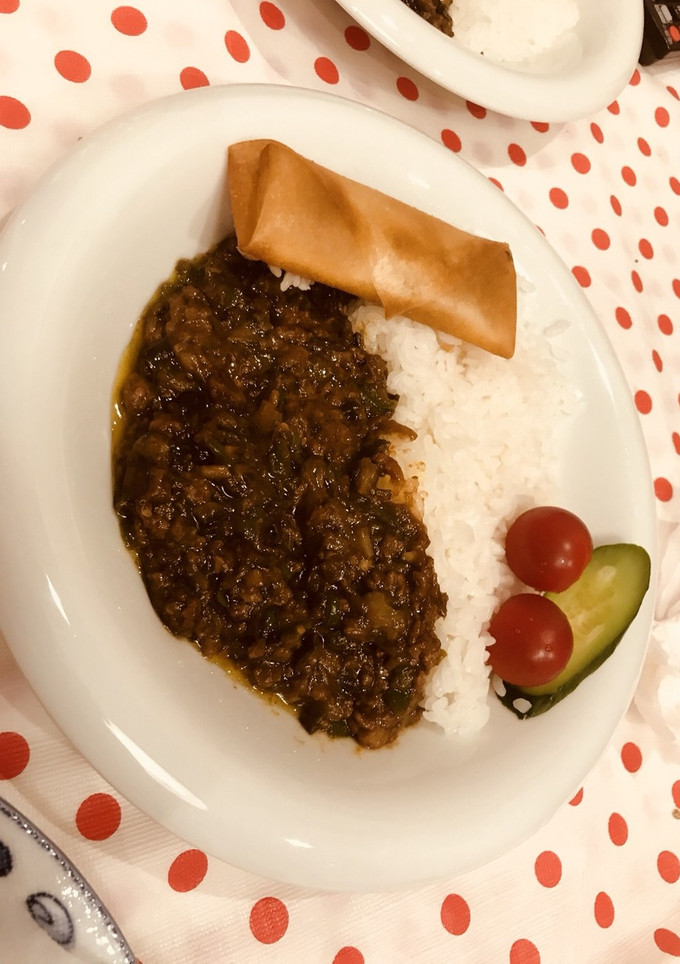 夏野菜のキーマカレーと春巻き-レシピのメイン写真