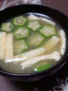 オクラと薄揚げの味噌汁-レシピのメイン写真