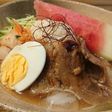 リンゴジュースで冷麺風素麺