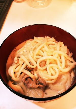豚肉としめじのミルクうどん-レシピのメイン写真
