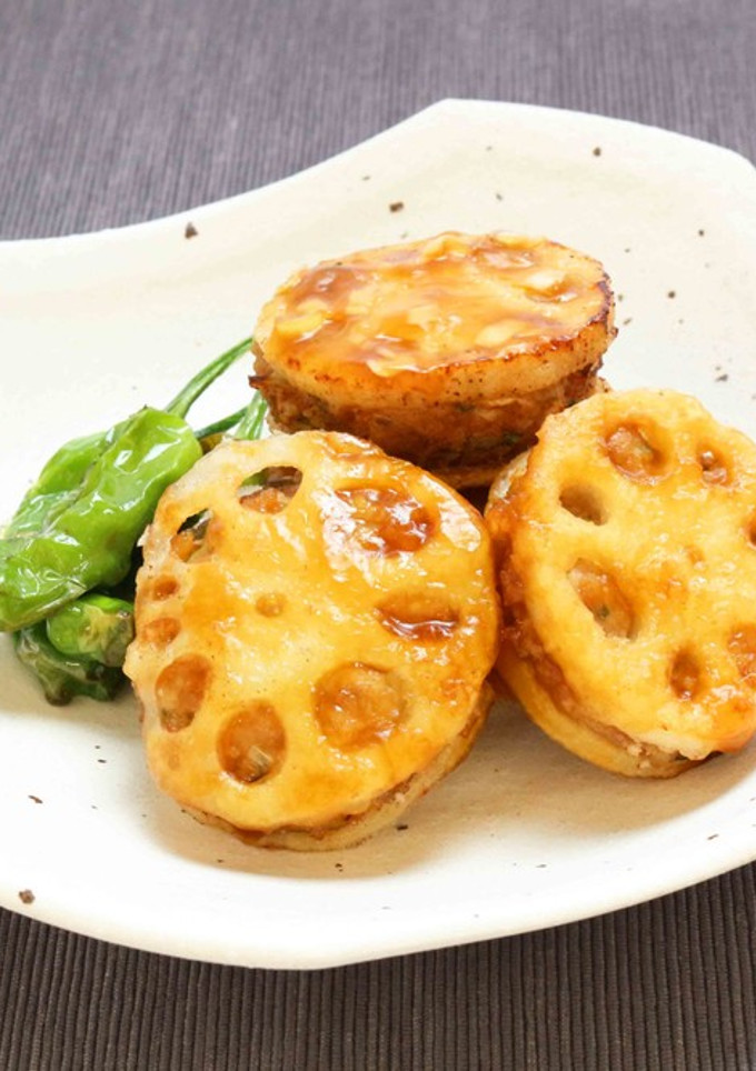 冷めても美味しい！れんこんのはさみ揚げ-レシピのメイン写真