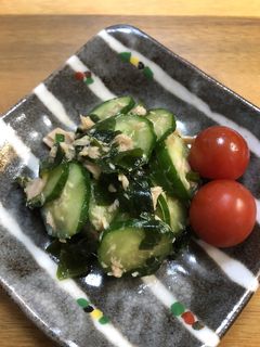 ポン酢で♡きゅうりとわかめとツナの和え物-レシピのメイン写真