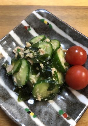 ポン酢で♡きゅうりとわかめとツナの和え物-レシピのメイン写真