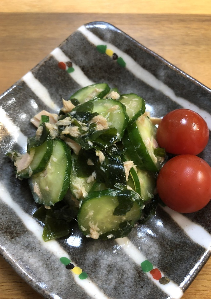 ポン酢で♡きゅうりとわかめとツナの和え物-レシピのメイン写真