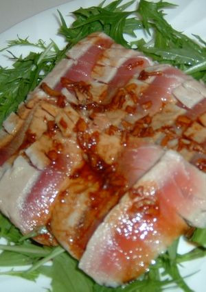 マグロのたたき風にんにくソース-レシピのメイン写真