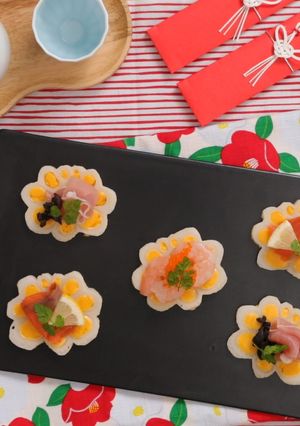 おせちに♪花れんこんの彩りカナッペ-レシピのメイン写真