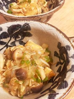ピリ辛油揚げときのこの味噌炒め(麻婆風)-レシピのメイン写真