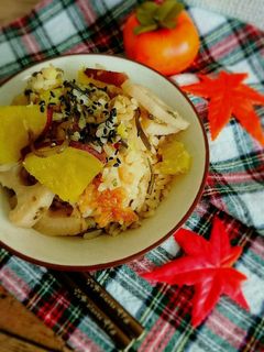 さつまいもとレンコンの塩昆布炊き込みご飯-レシピのメイン写真