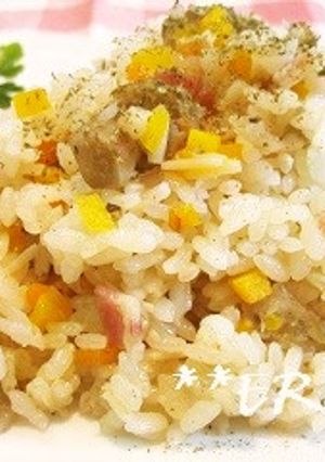 お鍋で作るベーコンとごぼうのピラフ～♪♪-レシピのメイン写真