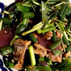 รูปของ 鰹のたたきアレンジ☆コチュジャンタレ