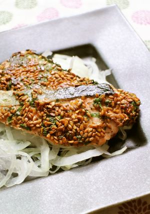 秋鮭の大葉アマニ焼き-レシピのメイン写真