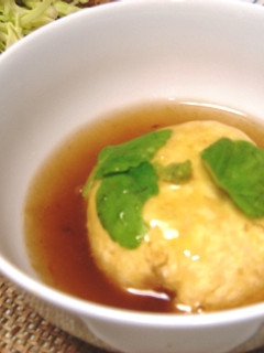 お豆腐と鶏そぼろのレンジ茶巾-レシピのメイン写真