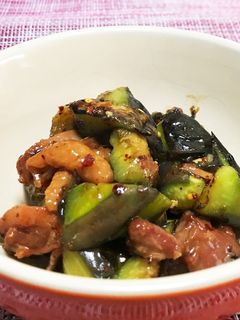 ナスと焼鳥缶の炒め物-レシピのメイン写真