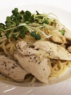 【レンジ】鶏ハムと柚子胡椒パスタ-レシピのメイン写真