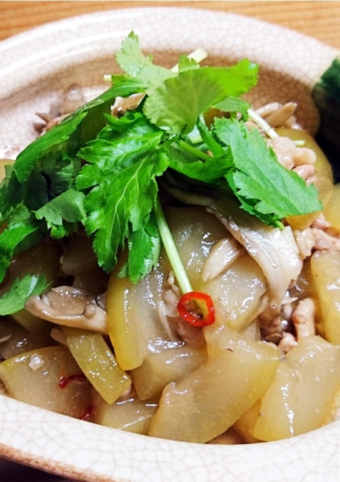 ゆうがお・舞茸・豚肉の炒め煮-レシピのメイン写真