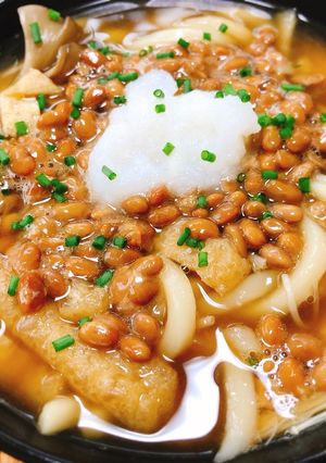 あったか〜い納豆おろしきのこうどん-レシピのメイン写真
