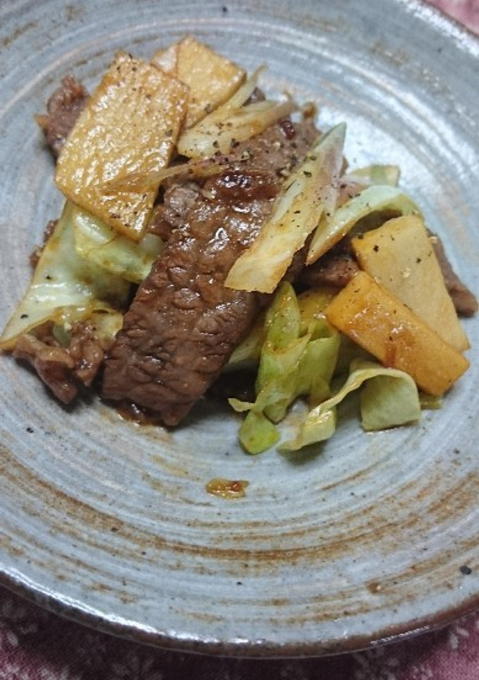 生だしで山芋と牛肉の黒胡椒炒め-レシピのメイン写真
