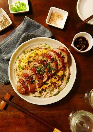 鶏チャーシューとふわふわ卵の親子そうめん-レシピのメイン写真