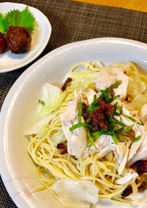 ☆梅と大葉のささみパスタ！冷製でも♪-レシピのメイン写真