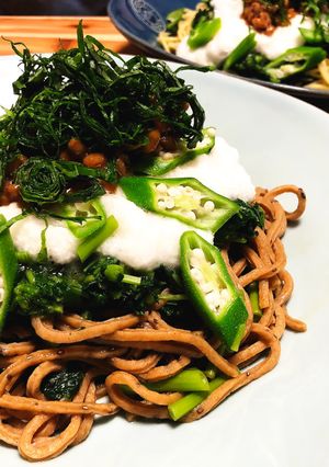 モロヘイヤと三種のネバネバベースパスタ-レシピのメイン写真