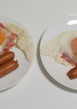 朝は簡単！ベーコンエッグとウインナー-レシピのメイン写真