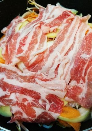 豚バラと野菜の重ね蒸し-レシピのメイン写真