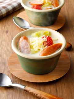 レンジで簡単!ウインナーうまみ豆乳スープ-レシピのメイン写真