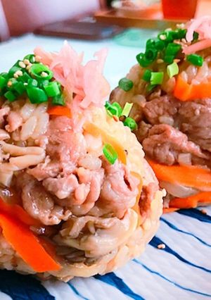 【片手で食べるお弁当】豚丼おにぎり-レシピのメイン写真