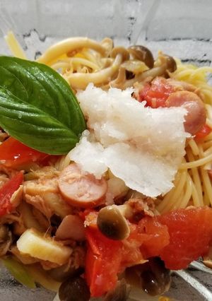 トマトしめじソーセージツナの冷製パスタ-レシピのメイン写真