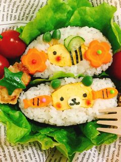 ⁑キャラ弁⁑卵焼きおにぎらず⁑ハチクマ⁑-レシピのメイン写真