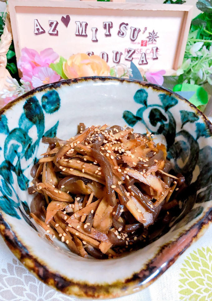 牛蒡と蒟蒻のきんぴら炒め煮♪-レシピのメイン写真